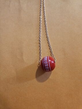 Red Bead Pendant Necklace with Silver Chain